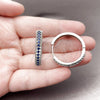 Rhodium Gold Filled Huggie Hoop, with Sapphire Blue Cubic Zirconia, Polished, Rhodium Finish, 02.267.0093.7.30