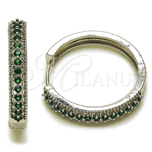 Rhodium Gold Filled Huggie Hoop, with Sapphire Blue Cubic Zirconia, Polished, Rhodium Finish, 02.267.0093.7.30
