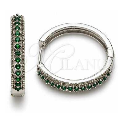 White Gold Filled Huggie Hoop, with Sapphire Blue Cubic Zirconia, Polished, Rhodium Finish, 02.267.0093.7.30