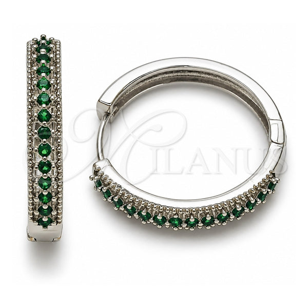 White Gold Filled Huggie Hoop, with Sapphire Blue Cubic Zirconia, Polished, Rhodium Finish, 02.267.0093.7.30