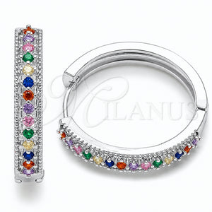 Rhodium Gold Filled Huggie Hoop, with Multicolor Cubic Zirconia, Polished, Rhodium Finish, 02.267.0093.9.30
