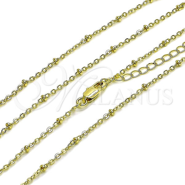 Oro Laminado Basic Necklace, Gold Filled Style Box and Ball Design, Polished, Golden Finish, 04.213.0339.22 (01 MM Thickness, 22 Inches Length)