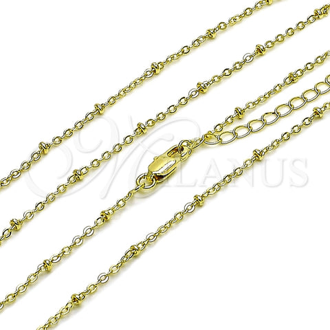 Oro Laminado Basic Necklace, Gold Filled Style Box and Ball Design, Polished, Golden Finish, 04.213.0339.22 (01 MM Thickness, 22 Inches Length)