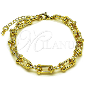 Oro Laminado Fancy Bracelet, Gold Filled Style Polished, Golden Finish, 03.284.0065.07 (Thickness, 8 Inches Length)