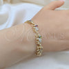 Oro Laminado Fancy Bracelet, Gold Filled Style Elephant and Fish Design, with Multicolor and White Cubic Zirconia, Polished, Golden Finish, 03.316.0031.4.07 (05 MM Thickness, 7 Inches Length)