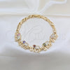 Oro Laminado Fancy Bracelet, Gold Filled Style Elephant and Fish Design, with Multicolor and White Cubic Zirconia, Polished, Golden Finish, 03.316.0031.4.07 (05 MM Thickness, 7 Inches Length)