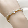 Oro Laminado Tennis Bracelet, Gold Filled Style Heart Design, with White Cubic Zirconia, Polished, Golden Finish, 03.284.0066.07 (Thickness, 8 Inches Length)