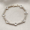 Oro Laminado Tennis Bracelet, Gold Filled Style Heart Design, with White Cubic Zirconia, Polished, Golden Finish, 03.284.0066.07 (Thickness, 8 Inches Length)