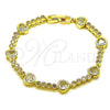 Oro Laminado Tennis Bracelet, Gold Filled Style Heart Design, with White Cubic Zirconia, Polished, Golden Finish, 03.284.0066.07 (Thickness, 8 Inches Length)