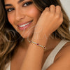 Oro Laminado Tennis Bracelet, Gold Filled Style Heart Design, with Garnet and White Cubic Zirconia, Polished, Golden Finish, 03.284.0066.1.07 (Thickness, 8 Inches Length)
