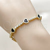 Oro Laminado Tennis Bracelet, Gold Filled Style Heart Design, with Black and White Cubic Zirconia, Polished, Golden Finish, 03.284.0066.4.07 (Thickness, 8 Inches Length)