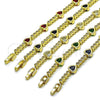 Oro Laminado Tennis Bracelet, Gold Filled Style Heart Design, with Black and White Cubic Zirconia, Polished, Golden Finish, 03.284.0066.4.07 (Thickness, 8 Inches Length)