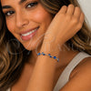 Rhodium Gold Filled Tennis Bracelet, Flower Design, with Sapphire Blue Cubic Zirconia, Polished, Rhodium Finish, 03.283.0579.07 (Thickness, 7 Inches Length)