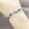 Rhodium Gold Filled Tennis Bracelet, Flower Design, with Sapphire Blue Cubic Zirconia, Polished, Rhodium Finish, 03.283.0579.07 (Thickness, 7 Inches Length)
