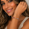 Rhodium Gold Filled Tennis Bracelet, Leaf Design, with Multicolor Cubic Zirconia, Polished, Rhodium Finish, 03.283.0579.1.07 (Thickness, 7 Inches Length)