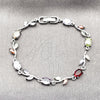 Rhodium Gold Filled Tennis Bracelet, Leaf Design, with Multicolor Cubic Zirconia, Polished, Rhodium Finish, 03.283.0579.1.07 (Thickness, 7 Inches Length)