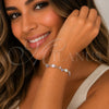 Rhodium Gold Filled Tennis Bracelet, Flower Design, with Amethyst and Pink Cubic Zirconia, Polished, Rhodium Finish, 03.283.0579.2.07 (Thickness, 7 Inches Length)