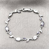 Rhodium Gold Filled Tennis Bracelet, Flower Design, with Amethyst and Pink Cubic Zirconia, Polished, Rhodium Finish, 03.283.0579.2.07 (Thickness, 7 Inches Length)