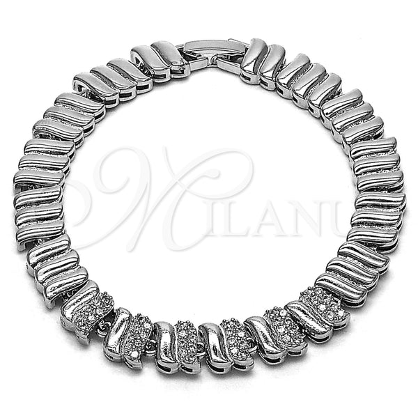 Rhodium Gold Filled Fancy Bracelet, with White Micro Pave, Polished, Rhodium Finish, 03.283.0300.1.07 (08 MM Thickness, 8 Inches Length)