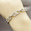 Rhodium Gold Filled Tennis Bracelet, Paperclip and Puff Mariner Design, with White Cubic Zirconia, Polished, Rhodium Finish, 03.283.0584.07 (06 MM Thickness, 8 Inches Length)