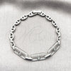 Rhodium Gold Filled Tennis Bracelet, Paperclip and Puff Mariner Design, with White Cubic Zirconia, Polished, Rhodium Finish, 03.283.0584.07 (06 MM Thickness, 8 Inches Length)