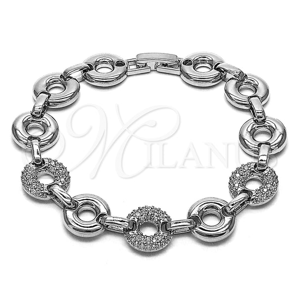 Rhodium Gold Filled Fancy Bracelet, with White Micro Pave, Polished, Rhodium Finish, 03.283.0556.1.07 (12 MM Thickness, 7 Inches Length)