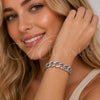 Rhodium Gold Filled Fancy Bracelet, Curb Design, with White Micro Pave, Polished, Rhodium Finish, 03.283.0270.1.07 (07 MM Thickness, 7 Inches Length)