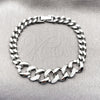 Rhodium Gold Filled Fancy Bracelet, Curb Design, with White Micro Pave, Polished, Rhodium Finish, 03.283.0270.1.07 (07 MM Thickness, 7 Inches Length)