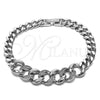 Rhodium Gold Filled Fancy Bracelet, Curb Design, with White Micro Pave, Polished, Rhodium Finish, 03.283.0270.1.07 (07 MM Thickness, 7 Inches Length)