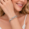 Rhodium Gold Filled Fancy Bracelet, Belt Buckle and Teardrop Design, with White Cubic Zirconia, Polished, Rhodium Finish, 03.283.0575.1.07 (Thickness, 8 Inches Length)