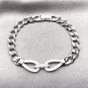 Rhodium Gold Filled Fancy Bracelet, Belt Buckle and Teardrop Design, with White Cubic Zirconia, Polished, Rhodium Finish, 03.283.0575.1.07 (Thickness, 8 Inches Length)