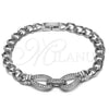 Rhodium Gold Filled Fancy Bracelet, Belt Buckle and Teardrop Design, with White Cubic Zirconia, Polished, Rhodium Finish, 03.283.0575.1.07 (Thickness, 8 Inches Length)