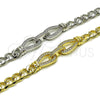 White Gold Filled Fancy Bracelet, Belt Buckle and Teardrop Design, with White Cubic Zirconia, Polished, Rhodium Finish, 03.283.0575.1.07 (Thickness, 8 Inches Length)