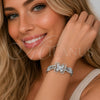 Rhodium Gold Filled Fancy Bracelet, Butterfly and Puff Mariner Design, with White Cubic Zirconia and White Micro Pave, Polished, Rhodium Finish, 03.283.0586.07 (Thickness, 8 Inches Length)