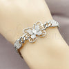 Rhodium Gold Filled Fancy Bracelet, Butterfly and Puff Mariner Design, with White Cubic Zirconia and White Micro Pave, Polished, Rhodium Finish, 03.283.0586.07 (Thickness, 8 Inches Length)