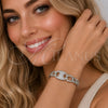 Rhodium Gold Filled Fancy Bracelet, Puff Mariner and Miami Cuban Design, with White Cubic Zirconia, Polished, Rhodium Finish, 03.283.0587.07 (Thickness, 8 Inches Length)