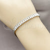 Rhodium Gold Filled Fancy Bracelet, Baguette and Miami Cuban Design, with White Cubic Zirconia, Polished, Rhodium Finish, 03.283.0093.2.07 (05 MM Thickness, 7 Inches Length)