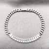 Rhodium Gold Filled Fancy Bracelet, Baguette and Miami Cuban Design, with White Cubic Zirconia, Polished, Rhodium Finish, 03.283.0093.2.07 (05 MM Thickness, 7 Inches Length)