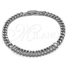 Rhodium Gold Filled Fancy Bracelet, Baguette and Miami Cuban Design, with White Cubic Zirconia, Polished, Rhodium Finish, 03.283.0093.2.07 (05 MM Thickness, 7 Inches Length)