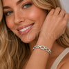 Rhodium Gold Filled Tennis Bracelet, Belt Buckle Design, with White Cubic Zirconia, Polished, Rhodium Finish, 03.283.0589.07 (Thickness, 8 Inches Length)