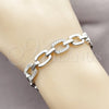 Rhodium Gold Filled Tennis Bracelet, Belt Buckle Design, with White Cubic Zirconia, Polished, Rhodium Finish, 03.283.0589.07 (Thickness, 8 Inches Length)