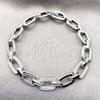 Rhodium Gold Filled Tennis Bracelet, Belt Buckle Design, with White Cubic Zirconia, Polished, Rhodium Finish, 03.283.0589.07 (Thickness, 8 Inches Length)