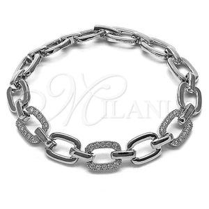 Rhodium Gold Filled Tennis Bracelet, Belt Buckle Design, with White Cubic Zirconia, Polished, Rhodium Finish, 03.283.0589.07 (Thickness, 8 Inches Length)