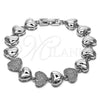 Rhodium Gold Filled Tennis Bracelet, Heart Design, with White Micro Pave, Polished, Rhodium Finish, 03.283.0467.1.07 (Thickness, 7 Inches Length)