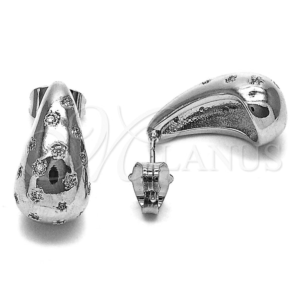 Rhodium Gold Filled Stud Earring, Teardrop and Star Design, with White Cubic Zirconia, Polished, Rhodium Finish, 02.283.0143.1