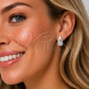 Rhodium Gold Filled Stud Earring, Teardrop and Star Design, with White Cubic Zirconia, Polished, Rhodium Finish, 02.283.0418