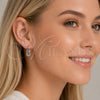 Rhodium Gold Filled Dangle Earring, Paperclip Design, with White Cubic Zirconia, Polished, Rhodium Finish, 02.283.0419