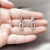 Rhodium Gold Filled Dangle Earring, Paperclip Design, with White Cubic Zirconia, Polished, Rhodium Finish, 02.283.0419