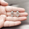 Rhodium Gold Filled Stud Earring, Paperclip Design, with White Micro Pave, Polished, Rhodium Finish, 02.283.0420