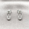 Rhodium Gold Filled Stud Earring, Paperclip Design, with White Micro Pave, Polished, Rhodium Finish, 02.283.0420